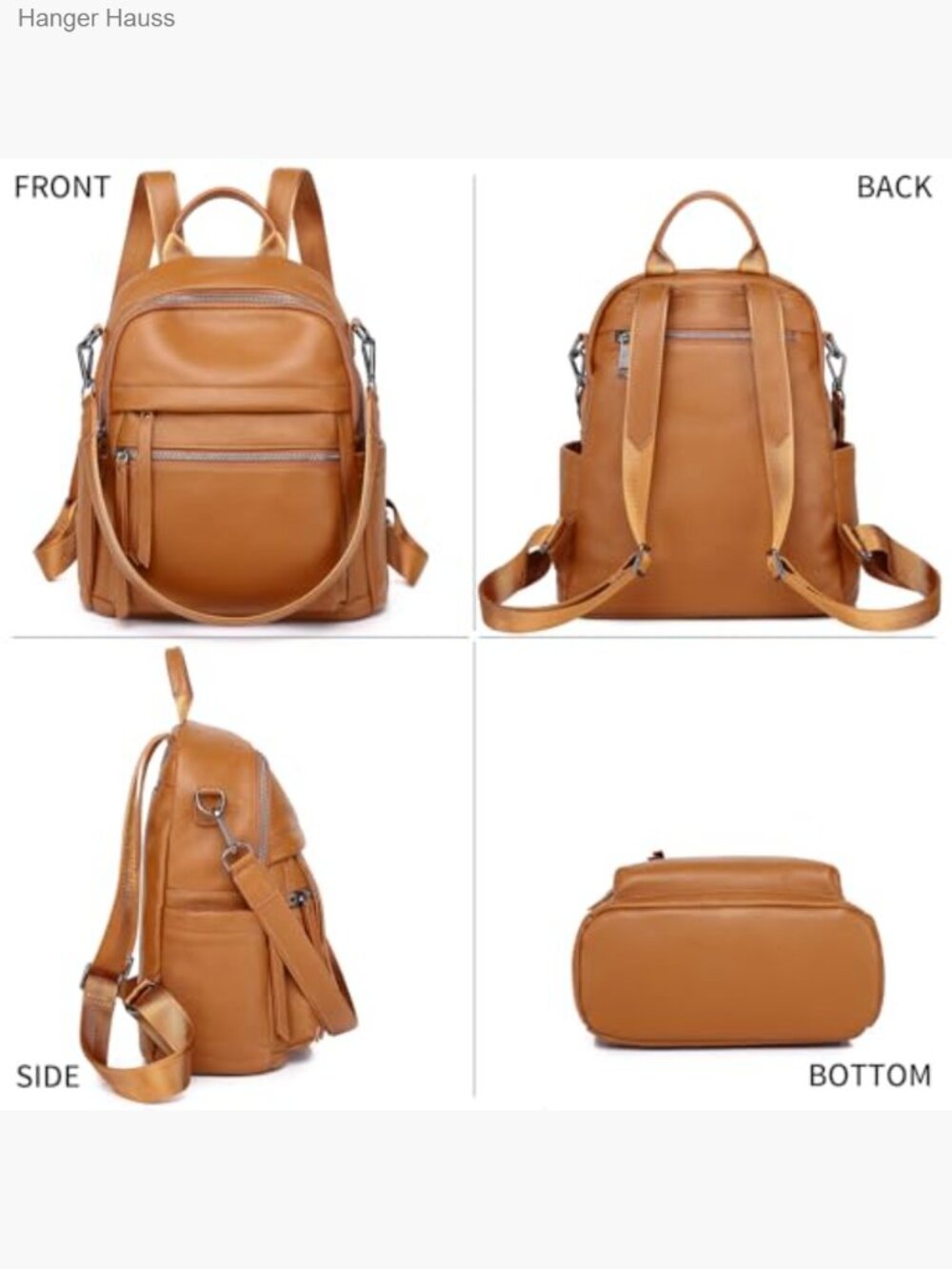 Genuine Leather Backpack Purse Convertible Daypack - Picture 4 of 7